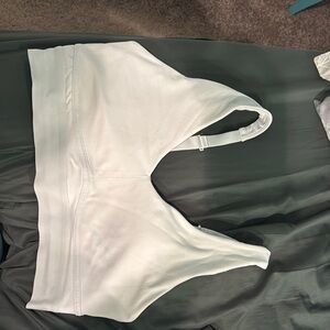 White Fabletics sports bra